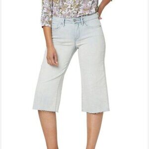 NYDJ Blue Wide Leg Pedal Pusher Cropped Jeans Relaxed Fit Light Blue Size 12